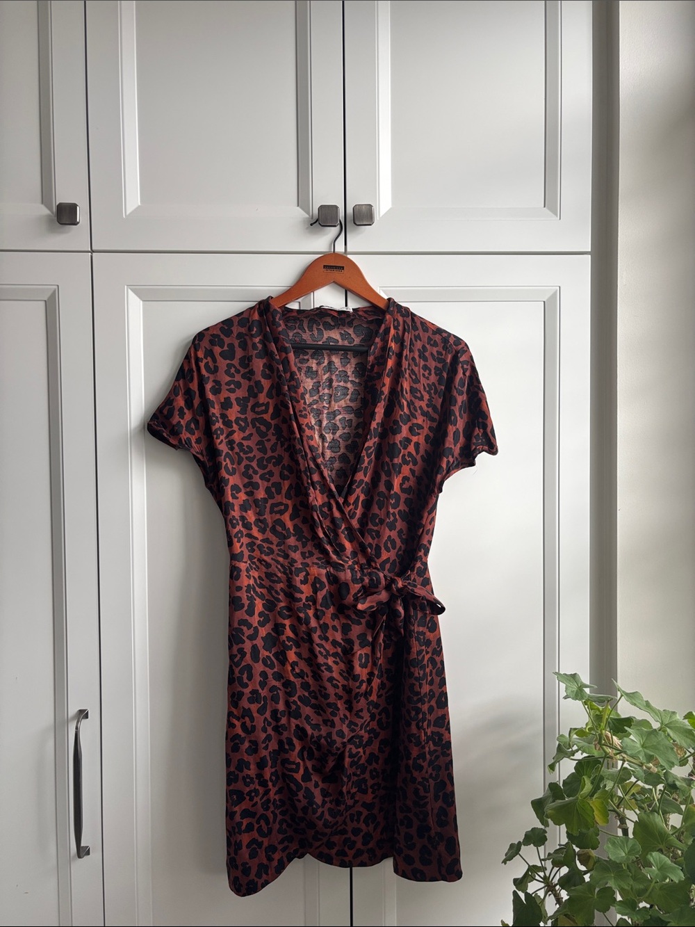 Mango Rust and Black Leopard Print Blouse